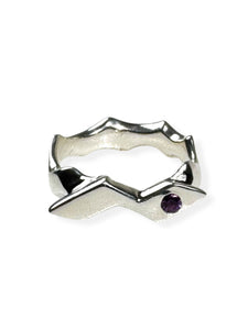 LIGHTNING BOLT RING WITH AMETHYST