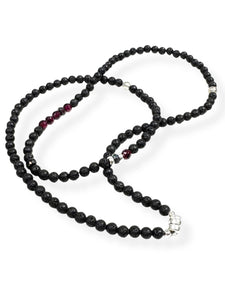 BLACK LAVA STONES, GARNET & BLACK OPAL